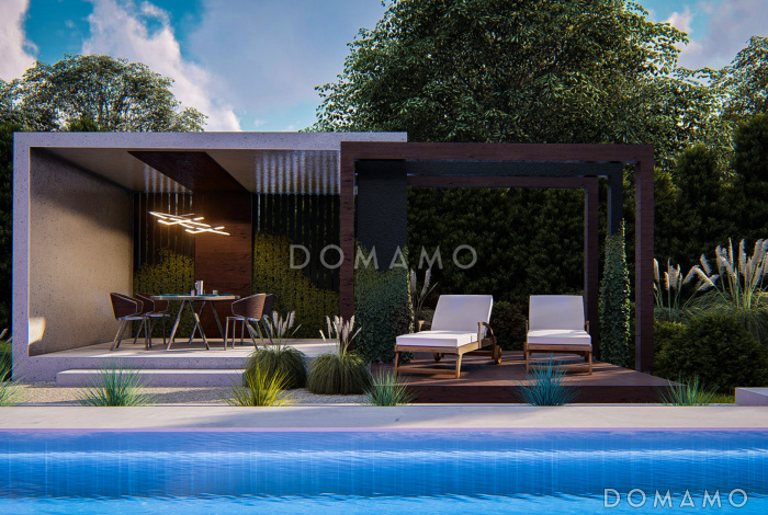 Проект беседки с закрытой и открытой зоной