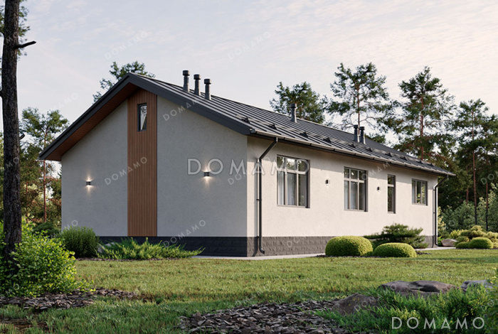 Проект одноэтажного дома с 4 спальнями и открытой террасой Проект одноэтажного дома с 4 спальнями и открытой террасой