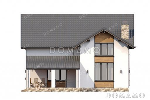 Проект дома с 4 спальнями, высокими окнами и крытой террасой / Фасад 4