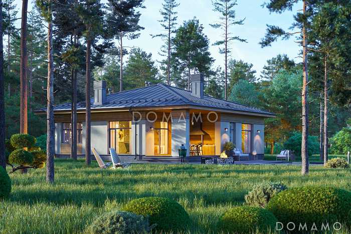 Проект каркасного дома с 3 спальнями, гостиной-столовой и террасой барбекю Проект каркасного дома с 3 спальнями, гостиной-столовой и террасой барбекю