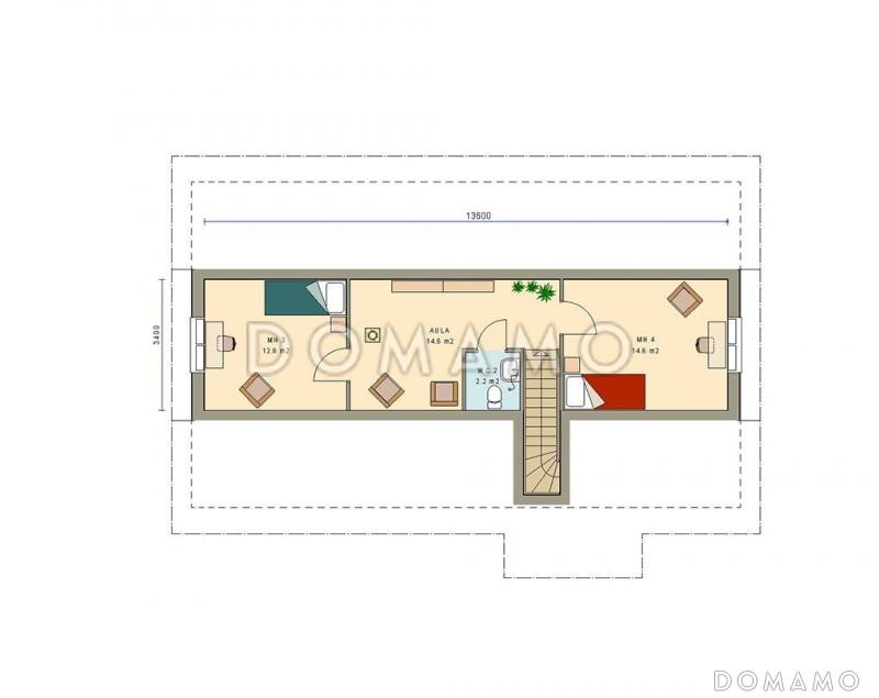 Проект каркасного дома с комнатой отдыха на втором этаже / План мансардного этажа