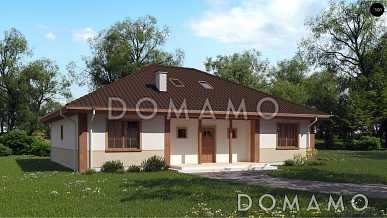 Проект одноэтажного дома из газобетона с мансардой и зоной барбекю на террасе  Проект одноэтажного дома из газобетона с мансардой и зоной барбекю на террасе