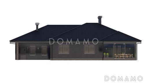 Проект одноэтажного дома с мансардой, верандой и гаражом на 2 машины / Фасад 1