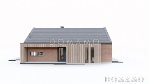 Проект кирпичного дома в стиле барнхаус с кабинетом, комнатой отдыха и увеличенной котельной / Фасад 1