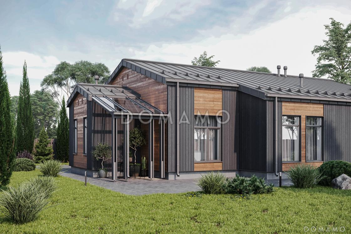 Проект каркасного дома в стиле барнхаус с 4 спальнями, кабинетом, террасой и теплой верандой / 7