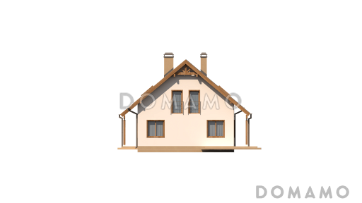 Проект компактного мансардного дома из газобетона с угловой террасой и окнами с французским балконом / Фасад 4