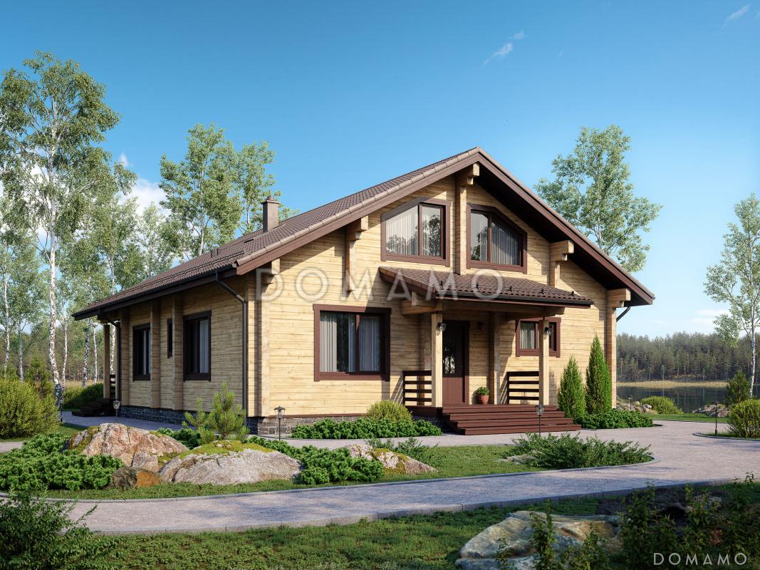 Проект дома из бруса с 4 спальнями, кабинетом и сауной / 2