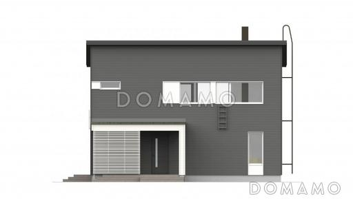 Проект двухэтажного каркасного дома с косой крышей / Фасад 2