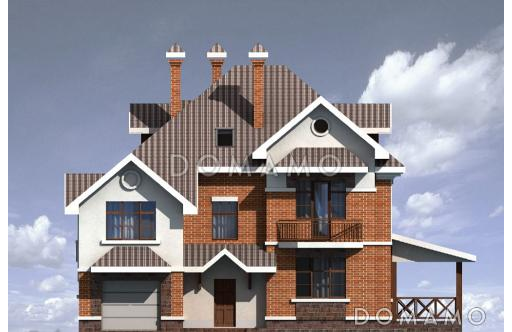 Проект кирпичного дома с мансардой / Фасад 1