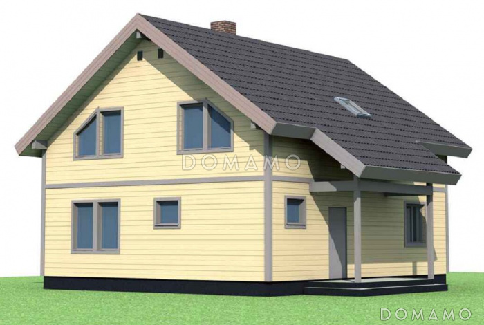 Проект дома с просторной террасой и открытым балконом Проект дома с просторной террасой и открытым балконом