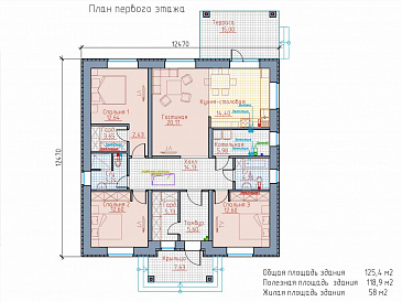 Проект дома из газобетона «АИСТ-КОМФОРТ-125» / План 1 этажа