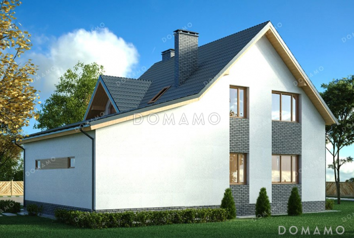 Проект одноэтажного дома с мансардой и гаражом