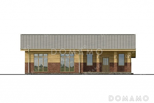 Проект одноэтажного дома с просторной гостиной и террасой / Фасад 2