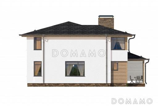 Проект дома с рациональной планировкой, крытой террасой, большой гостиной, котельной, / Фасад 1