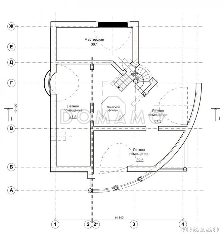 Проект современного коттеджа с оригинальной планировкой / План мансардного этажа