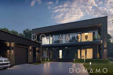 Проект двухэтажного кирпичного коттеджа с мастер-спальней, сауной и террасой барбекю Проект двухэтажного кирпичного коттеджа с мастер-спальней, сауной и террасой барбекю