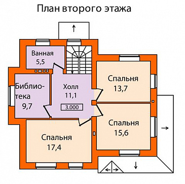 Проект кирпичного дома с необычной, яркой архитектурой / План мансардного этажа Проект кирпичного дома с необычной, яркой архитектурой / План мансардного этажа