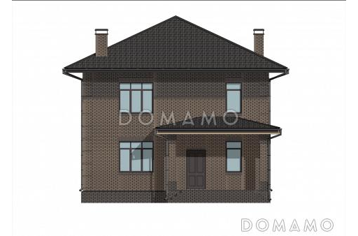 Проект компактного двухэтажного дома с террасой, гостиной и 4 спальнями / Фасад 4