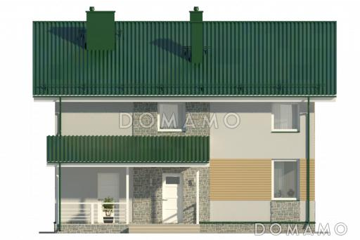 Проект лаконичного коттеджа с четырьмя спальнями, широкими окнами и большой гардеробной / Фасад 1