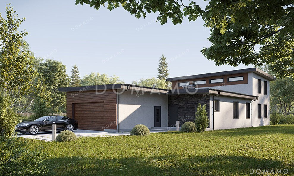 Проект двухэтажного дома с террасой и гаражом на два автомобиля / 2