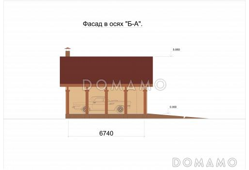 Проект отдельно стоящего гаража - бокс и навес для машины под одной крышей / Фасад 3