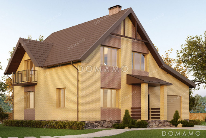 Проект дома с тремя спальнями, гаражом на один автомобиль и мастерской