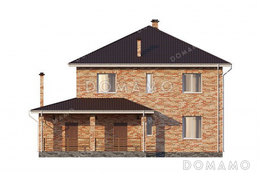 Проект дома из газобетона с террасой и тремя спальнями / Фасад 4