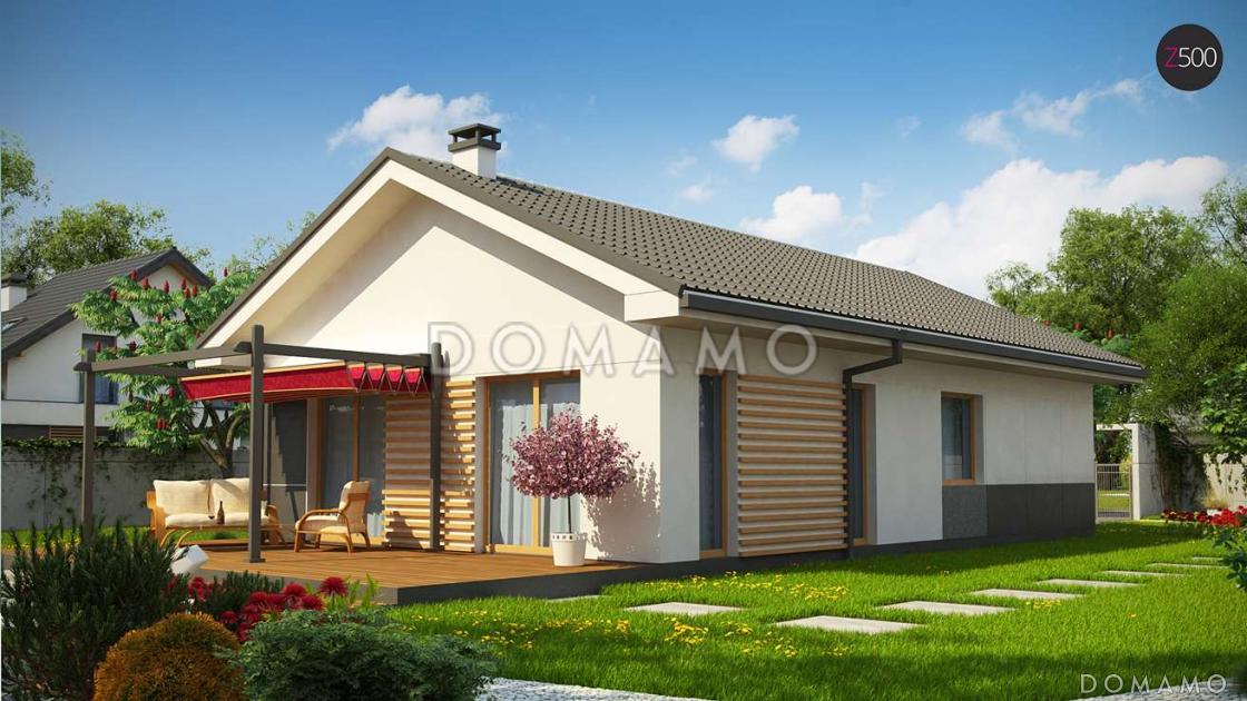 Проект простого уютного одноэтажного дома из газобетона с двумя спальнями / 2