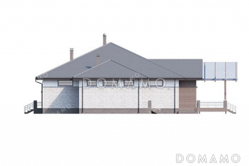 Проект одноэтажного дома с мансардой и террасой / Фасад 3