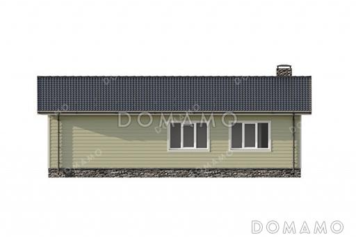 Проект простого дома с тремя спальнями, котельной и кухней-гостиной / Фасад 1