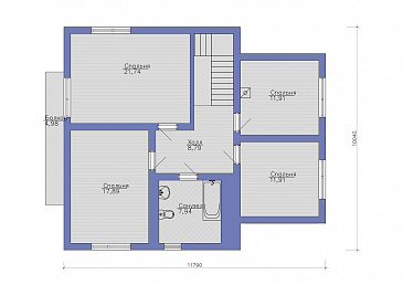 Компактный коттедж с 4 спальнями и гаражом на 1 машину / План мансардного этажа