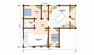Проект дома с двумя спальнями / План мансардного этажа Проект дома с двумя спальнями / План мансардного этажа