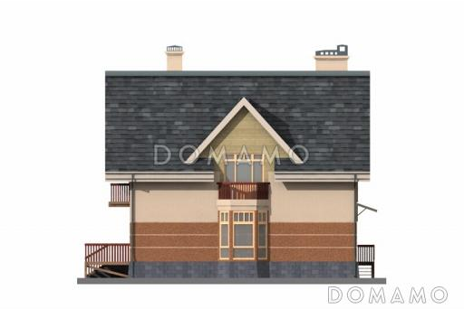 Проект дома с небольшой общей площадью, большой гостиной и гаражом / Фасад 2