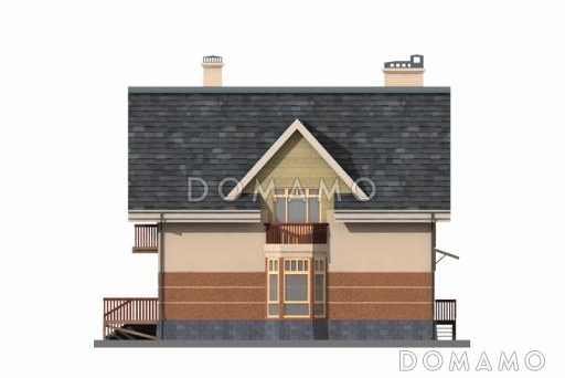 Проект дома с небольшой общей площадью, большой гостиной и гаражом / Фасад 2