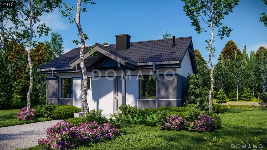 Проект компактного одноэтажного дома из газобетона с большой открытой террасой / 3