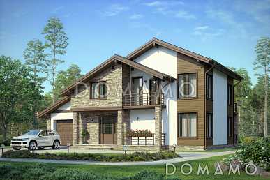Проект дома из газобетона с мансардой и гаражом на одну машину