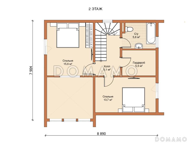 Каркасный дом "Спенсер" / План 2 этажа