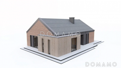 Проект кирпичного дома в стиле барнхаус с кабинетом, комнатой отдыха и увеличенной котельной / Фасад 2