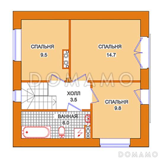 Проект компактного дома с террасой / План 2 этажа