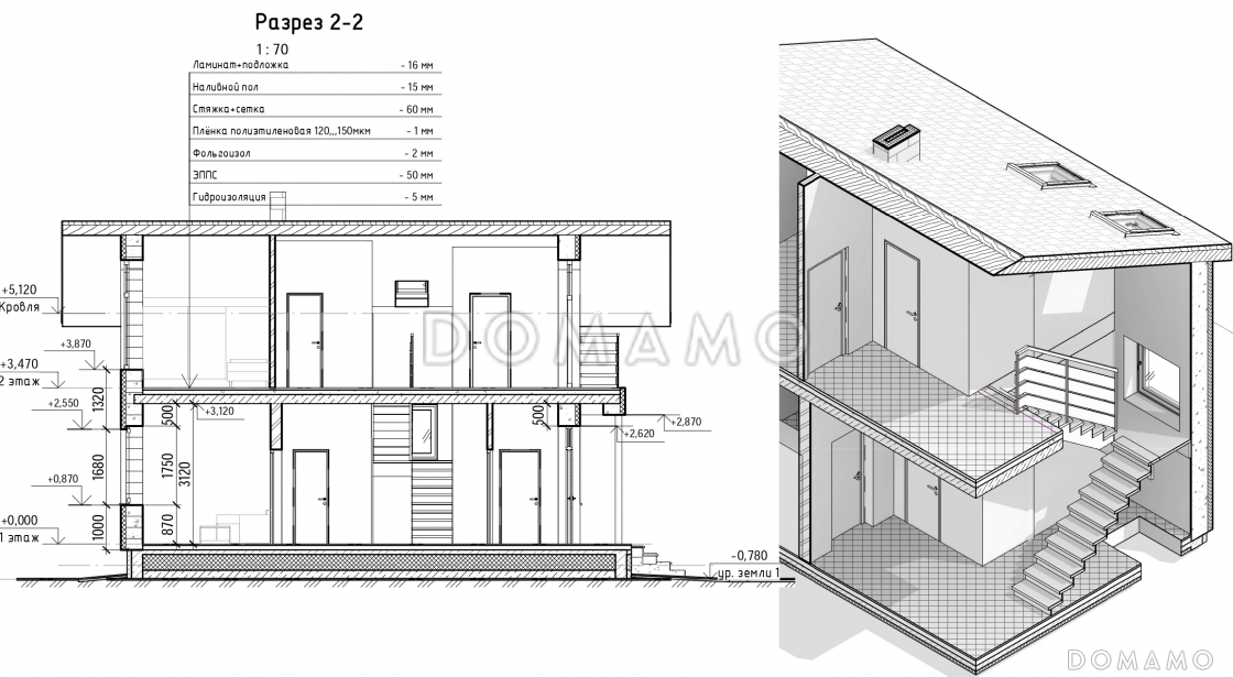 Проект дома с застекленной террасой, большой гардеробной на мансардном этаже и балконами / 7