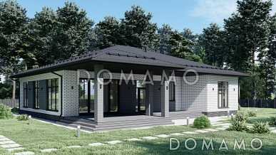 Проект одноэтажного дома с четырьмя спальнями в стиле Райт S-198