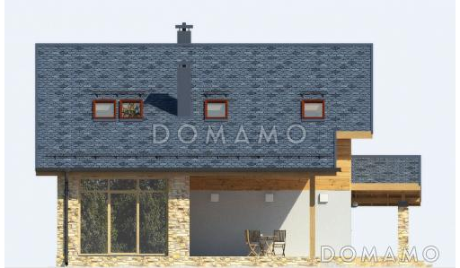 Проект загородного дома с панорамным окном в гостиной / Фасад 4