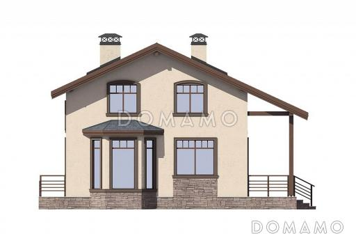 Проект газобетонного дома с открытой дневной зоной первого этажа / Фасад слева
