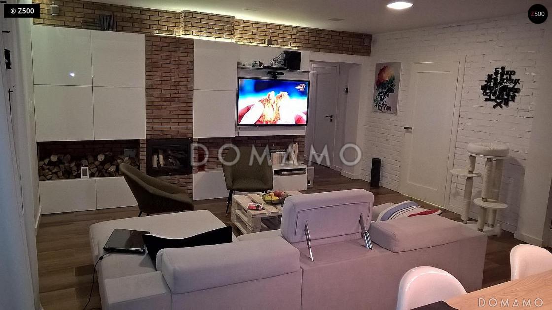 Проект современного одноэтажного дома с плоской крышей из газобетона с тремя спальнями и панорамным остеклением гостиной  / 23