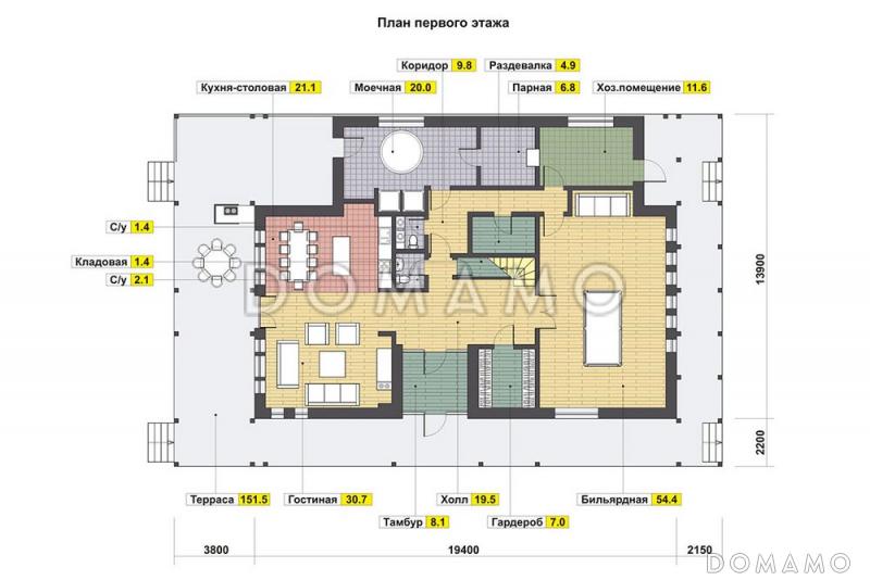 Проект энергоэффективного дома фахверк / План 1 этажа