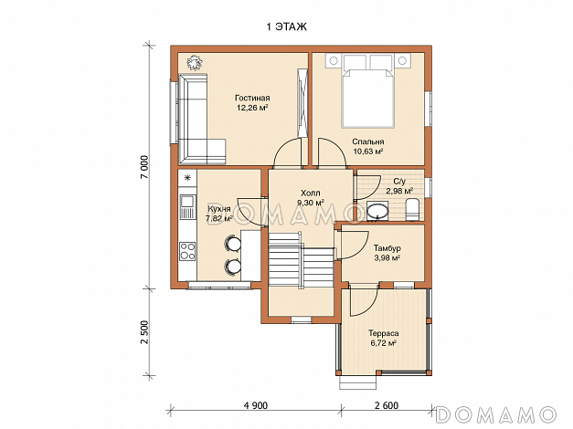 Каркасный дом "Тейлор" / План 1 этажа