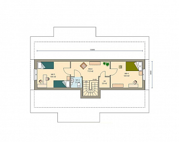 Проект двухэтажного каркасного дома / План мансардного этажа Проект двухэтажного каркасного дома / План мансардного этажа