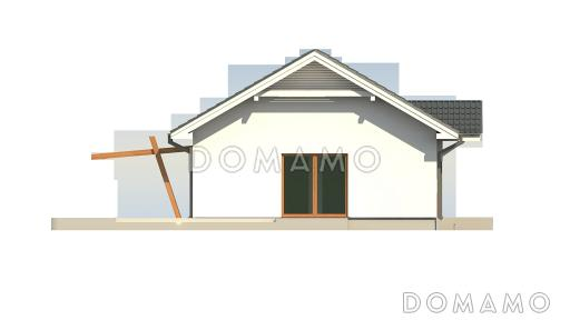 Проект простого компактного одноэтажного дома из кирпича с открытой террасой / Фасад 4