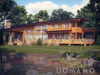 Проект двухэтажного дома из клееного бруса с большой кухней-столовой