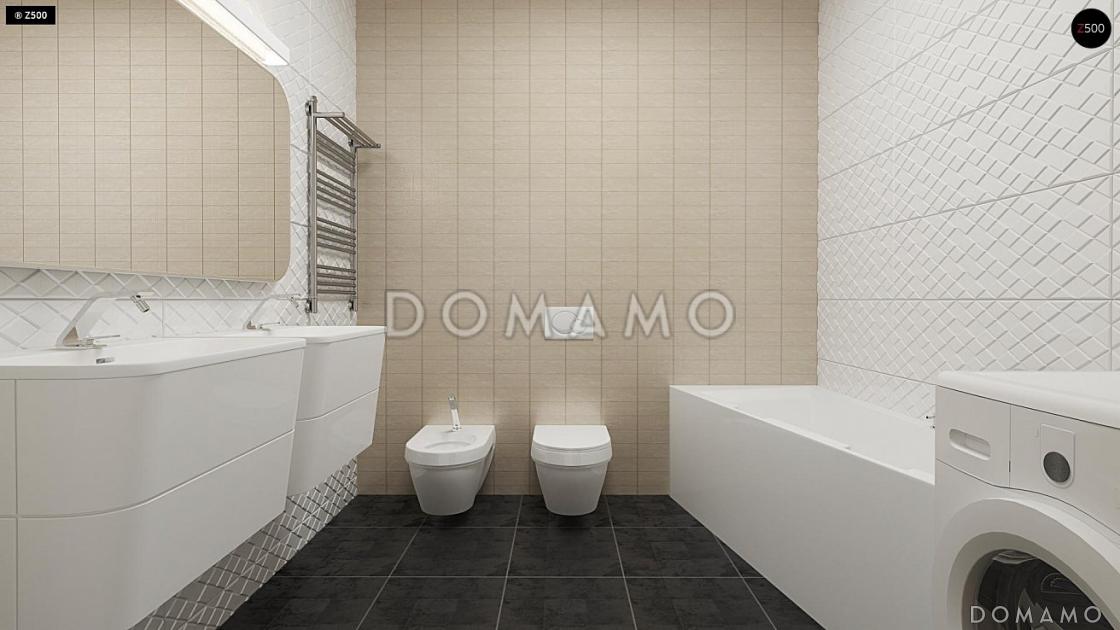 Проект просторного одноэтажного дома из газобетона с большой гостиной, тремя спальнями, кабинетом и гаражом на два автомобиля / 24